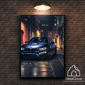 BMW M4 F82 framed wall art print with black frame