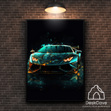 Lamborghini Hurracan framed wall art print with black frame