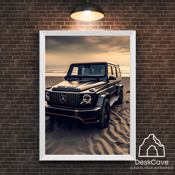 Mercedes-Benz G63 framed wall art print with white frame