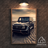 Mercedes-Benz G63 framed wall art print with wood-look frame