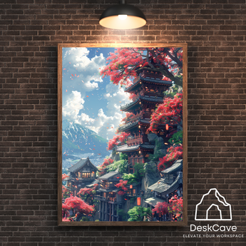 Japan House framed wall art print with black frame