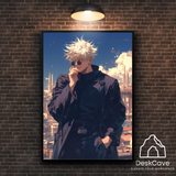 Sorcerer framed wall art print with wood-finish frame