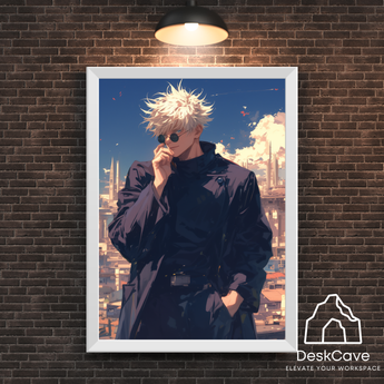Sorcerer framed wall art print with white frame