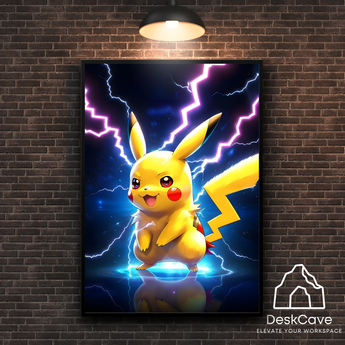 Pokemon Pikachu framed wall art with black frame – DeskCave