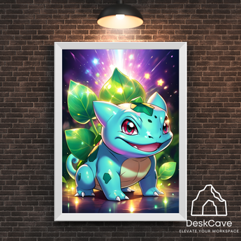 Pokemon Bulbasaur framed wall art with white frame – DeskCave