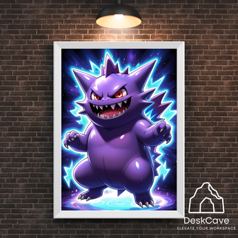 Pokemon Gengar framed wall art with white frame – DeskCave
