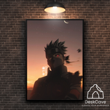 Red-Eyed Ninja framed wall art print with wood-finish frame