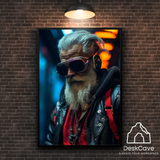 Cyber Grandpa framed wall art print with wood-finish frame