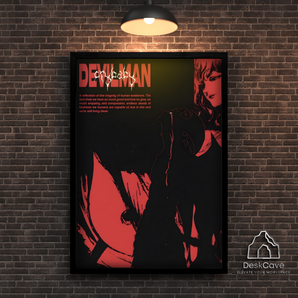 Devilman framed wall art print with black frame