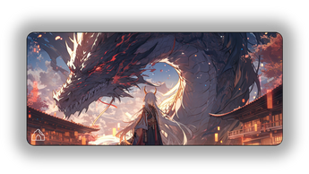 Grey Dragon Slayer gaming mouse pad design — DeskCave™ artwork preview