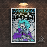 Kamikaze framed wall art print with white frame by DeskCave
