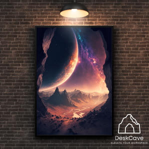 Mysterious Cave framed wall art print with black frame