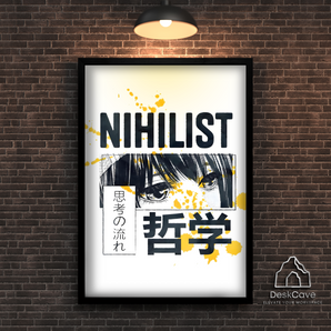 Nihilist framed wall art print by DeskCave with black frame