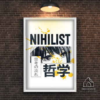 Nihilist framed wall art print by DeskCave with white frame