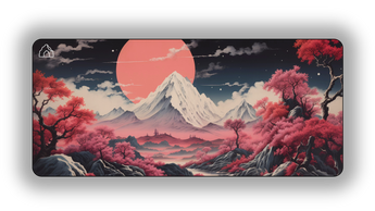 Pink Japan Mountains gaming mouse pad design — DeskCave™ artwork preview