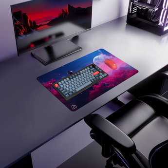 Samurai Moon Blue gaming mouse pad — Medium size (600 × 350 mm)