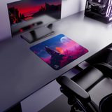 Samurai Moon Blue gaming mouse pad — Small size (450 × 400 mm)