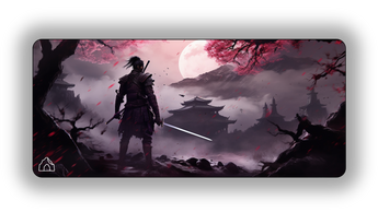 Samurai Moon Pink gaming mouse pad design — DeskCave™ artwork preview