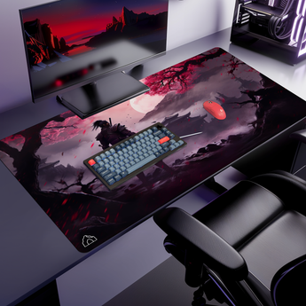 Samurai Moon Pink gaming mouse pad — XL size (1200 × 600 mm)