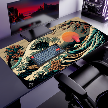 Tsunami Waves gaming mouse pad — XL size (1200 × 600 mm)