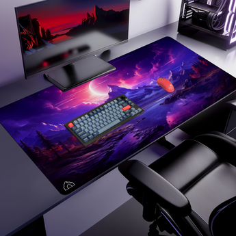 Mountain Cosmo Purple gaming mouse pad design preview – DeskCave™