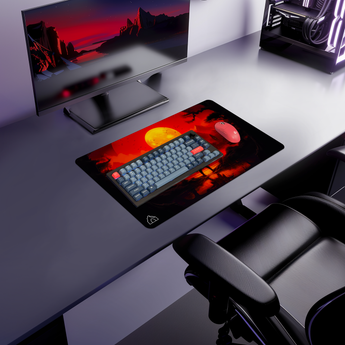 Samurai Moon Orange gaming mouse pad — Medium size (600 × 350 mm)