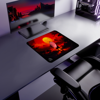 Samurai Moon Orange gaming mouse pad — Small size (450 × 400 mm)