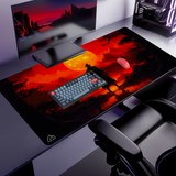 Samurai Moon Orange gaming mouse pad — XL size (1200 × 600 mm)