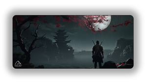 Samurai Moon White gaming mouse pad design — DeskCave™ artwork preview
