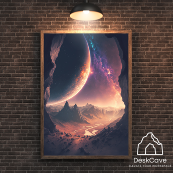 Galaxy II framed wall art print with black frame