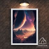 Galaxy II framed wall art print with white frame