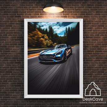 Mercedes GT AMG framed wall art print with white frame