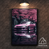Nissan Silvia framed wall art print with black frame