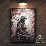 Samurai framed wall art with black frame – DeskCave