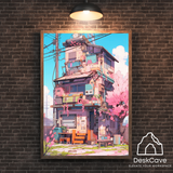 Japan House framed wall art print with black frame