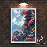 Japan House framed wall art print with white frame