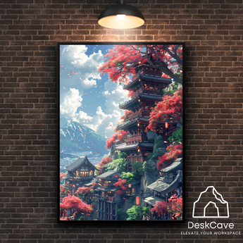 Japan House framed wall art print with wood-finish frame