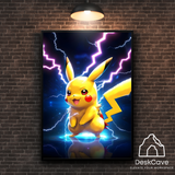 Pokemon Pikachu framed wall art with black frame – DeskCave