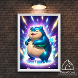 Pokemon Snorlax framed wall art with white frame – DeskCave