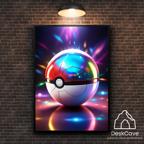 Pokeball framed wall art with black frame – DeskCave