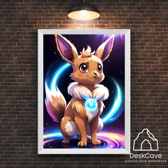 Pokemon Eevee framed wall art with white frame – DeskCave