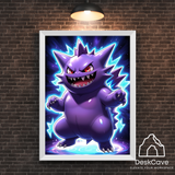 Pokemon Gengar framed wall art with white frame – DeskCave