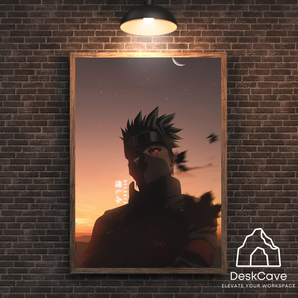 Red-Eyed Ninja framed wall art print with black frame