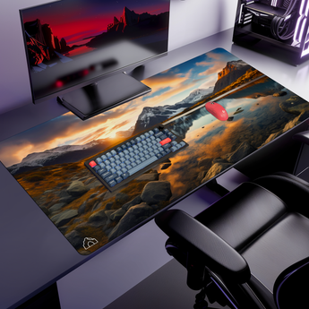 Mountain Lake Sunset gaming mouse pad design preview – DeskCave™
