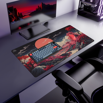 Pink Japan Mountains gaming mouse pad — Large size (900 × 400 mm)