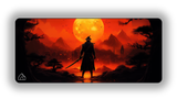 Samurai Moon Orange gaming mouse pad design — DeskCave™ artwork preview