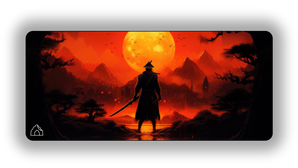 Samurai Moon Orange gaming mouse pad design — DeskCave™ artwork preview